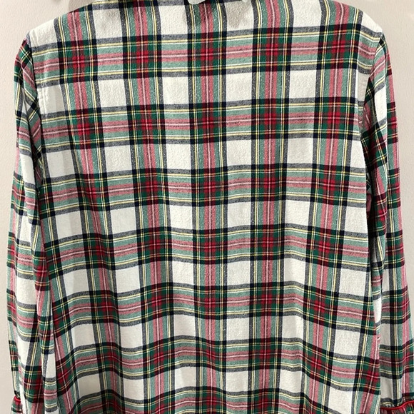 Lauren Ralph Lauren Flannel Plaid Button Front Collared Sleepshirt Pocket L - Picture 5 of 16